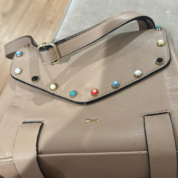 Stylish Tan Handbag with Multicolor Accents - Picture 2 of 7